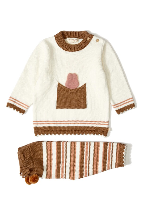 100% Organic Cotton With GOTS Certified Knitwear Stripe Two Piece Set 3-12M Uludağ Triko 1061-21039 - 3