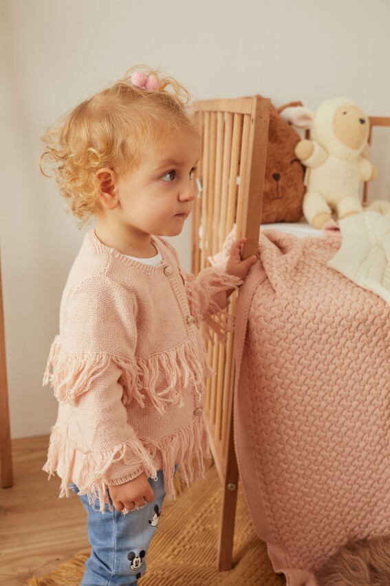 100% Organic Cotton With GOTS Certified Knitwear Tassel Star Cardigan 3-12M Uludağ Triko 1061-21054 - 1