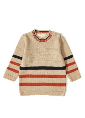100% Organic Cotton With GOTS Certified Knitwear Zigzag Sweater 12-36M Uludağ Triko1061--121067 Sütlü Kahve