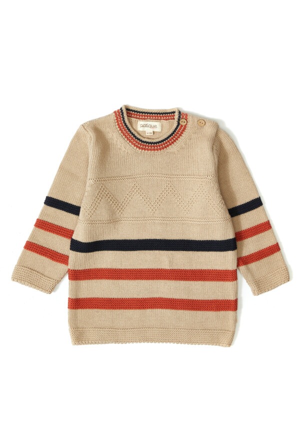 100% Organic Cotton With GOTS Certified Knitwear Zigzag Sweater 3-12M Uludağ Triko 1061-21067 - 2