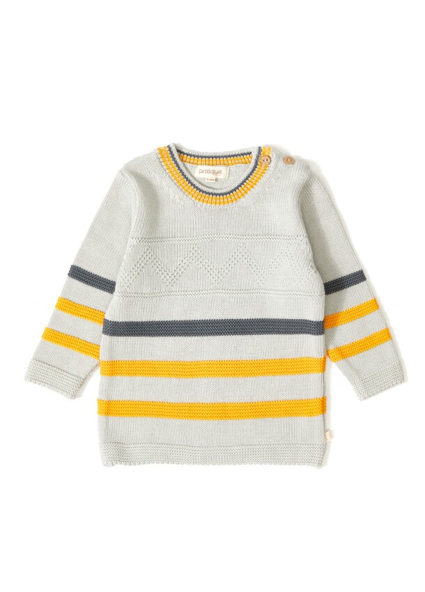 100% Organic Cotton With GOTS Certified Knitwear Zigzag Sweater 3-12M Uludağ Triko 1061-21067 - 3