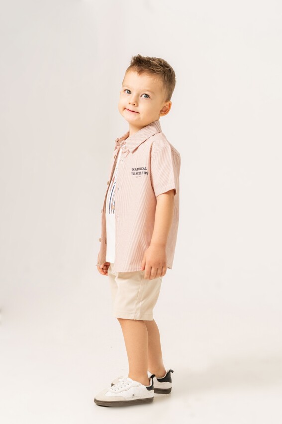 Traveles Printed Shirt 3-Piece Boys Suit 2-5Y Sani 1068-30017 - 2