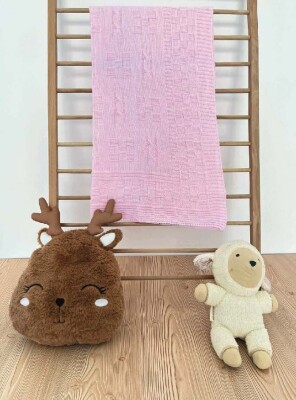 Baby Knitted Throw Square Blanket Jojomini 1062-97104 Pembe