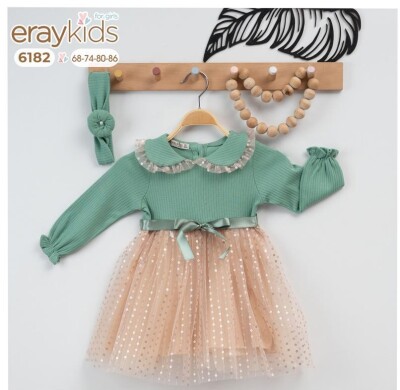 Bandalı Bebe Yakalı Elbise Eray Kids 1044-6182 - 1