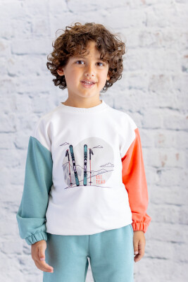 Erkek Çocuk Renkli Baskı Nakış Detaylı Sweatshirt 1-12Y Zeyland 1070-252Z3EZF61 Mint yeşili