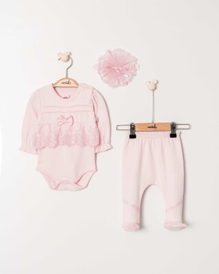 Kız Bebek Marliana Set 3'lü Takım 0-6M Miniborn 2019-9115 - Miniborn