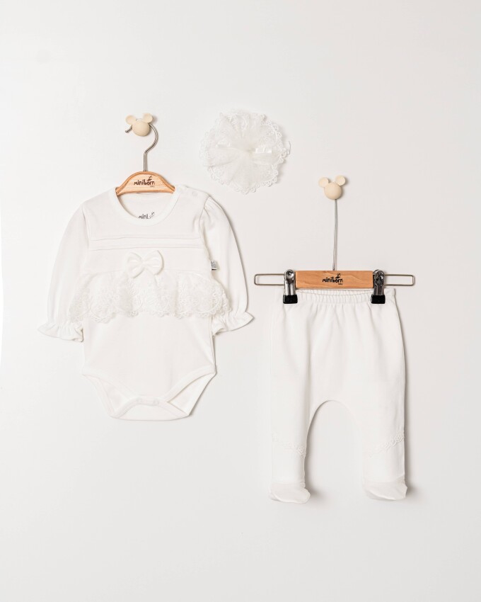 Kız Bebek Marliana Set 3'lü Takım 0-6M Miniborn 2019-9115 - 2