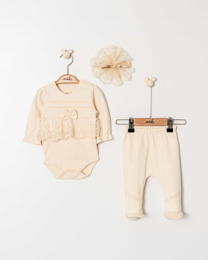 Kız Bebek Marliana Set 3'lü Takım 0-6M Miniborn 2019-9115 - 3