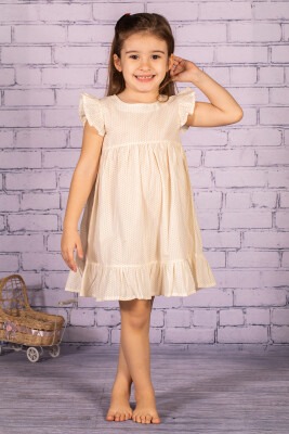 Kız Çocuk Desenli Fırfırlı Dokuma Elbise 1-7Y Zeyland 1070-211M2GAR34 Sarı