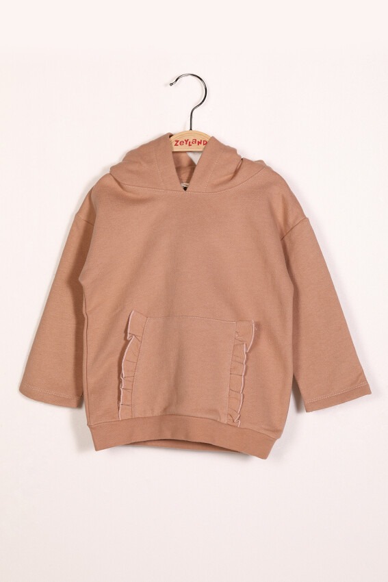 Kız Çocuk Kapüşonlu Cepleri Fırfır Detaylı Sweatshirt Zeyland 1070-212Z2BTH62 - 1