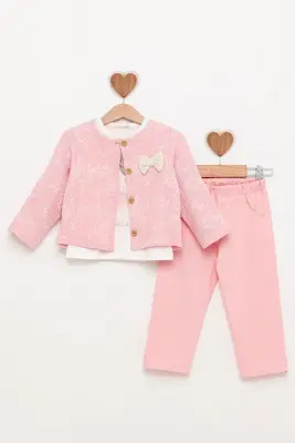 Müslin Ceket Pantolonlu Takım 1-4Y BabyRose 1002-4818 Pembe