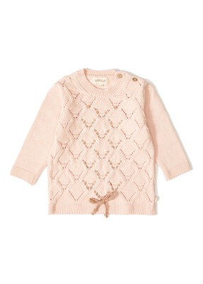 Organic Cotton Knitwear Sweater for Baby Girl Uludağ Triko 1061-21058 Pembe