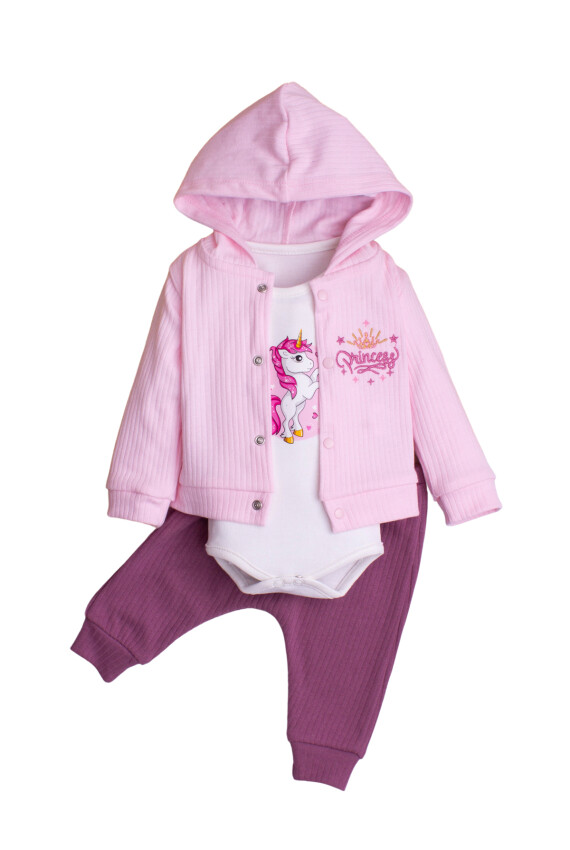 Princess Nakışlı Zıbınlı 3'lü Takım 3-12M Kidexs 1026-90177 - 3