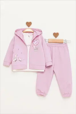 Sevimli Ördek Nakışlı Eşofman Takım 9-24M BabyRose 1002-7812 Lila