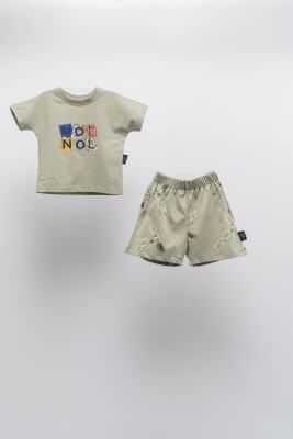 Takım Unisex Çocuk 2'li Tişört ve Şort Takım 2-5Y Moi Noi 1058-MN51322 Haki