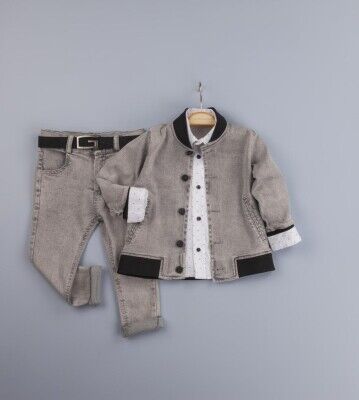 Topta Erkek Çocuk 3'lü Ceket Pantolon ve Gömlek Takım 2-5Y Gold Class 1010-2257 - 2