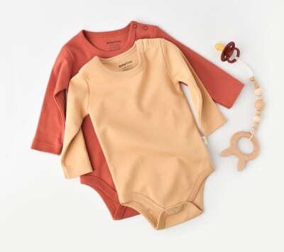 Toptan %100 Organik Pamuk Bebek 2'li Body Baby Cosy 2022-CSY3026 - Baby Cosy