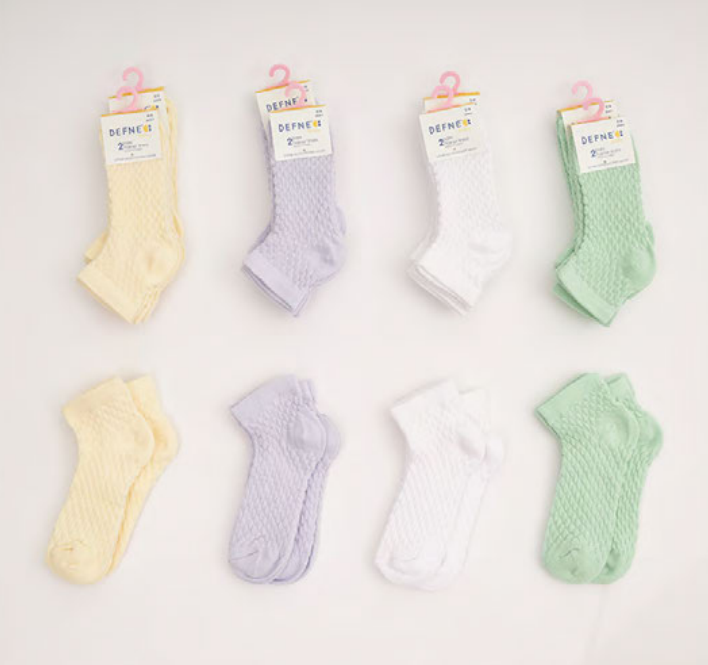 Toptan 24 Çift Kız Bebe Patik Çorap (Kutu) 6-12M Defne 1064-DFN2P-K018-23(6-12) - 1