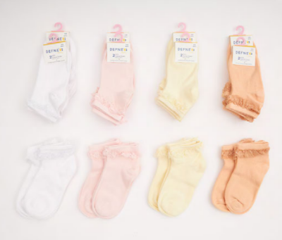Toptan 24 Çift Kız Bebe Patik Çorap (Kutu) Defne 1064-DFN2P-K016-23(6-12) - Defne