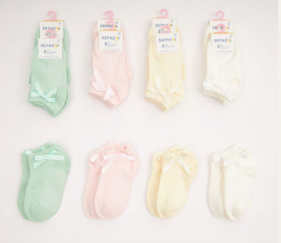 Toptan 24 Çift Kız Bebe Patik Çorap (Kutu) Defne 1064-DFN2P-K019-23(6-12) - Defne