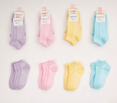 Toptan 24 Çift Kız Bebe Patik Çorap (Kutu) Defne 1064-DFN2P-K022-23(12-18) - 1