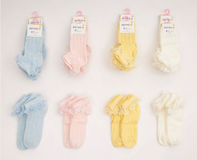 Toptan 24 Çift Kız Çocuk Patik Çorap (Kutu) Defne 1064-DFN2P-K017-23(3-4) - Defne