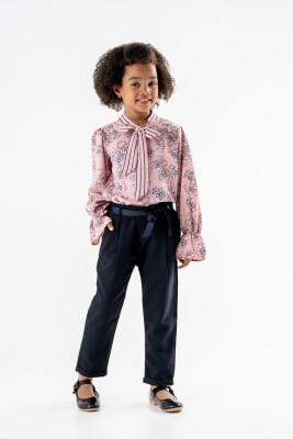 Toptan 2'li Kız Çocuk Çiçek Desenli Bluz ve Pantolon Takım 8-12Y Moda Mira 1080-7117 - 1