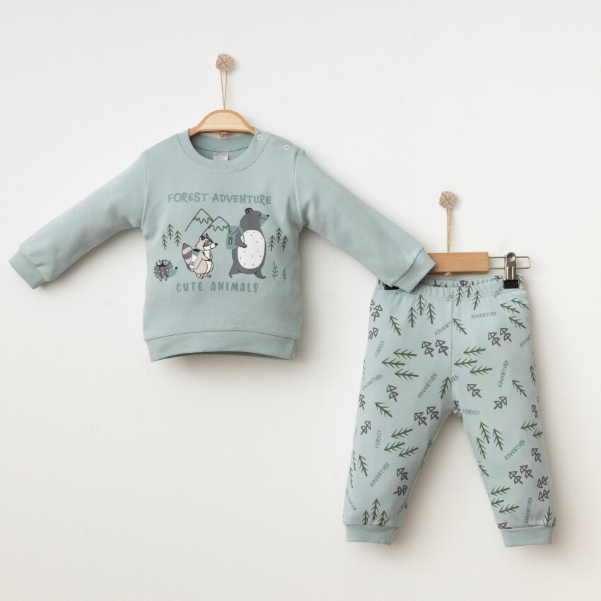 Toptan Bebek 2'li Badi ve Pantolon Takımı 6-18M Gümüş Baby 2043-002040 - 1