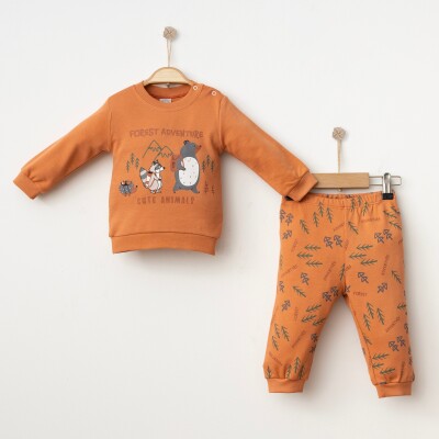 Toptan Bebek 2'li Badi ve Pantolon Takımı 6-18M Gümüş Baby 2043-002040 Kiremit