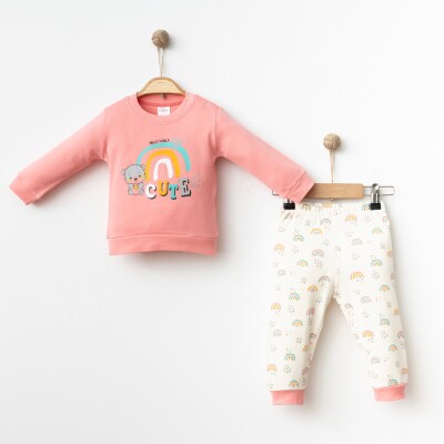 Toptan Bebek 2'li Badi ve Pantolon Takımı 6-18M Gümüş Baby 2043-002050 - 2