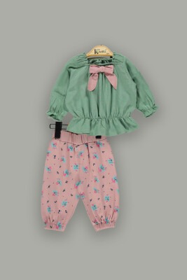 Toptan Bebek 2'li Bluz ve Pantolon Takım 6-18M Kumru Bebe 1075-3851 Yeşil