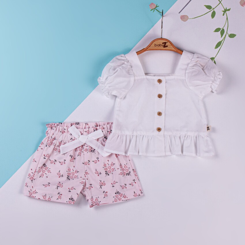 Toptan Bebek 2'li Bluz ve Şort Takım 6-18M BabyZ 1097-5721 - 2