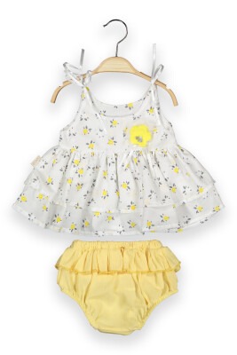 Toptan Bebek 2'li Çiçekli Külotlu Elbise Takım 6-24M Boncuk Bebe 1006-6092 - 1