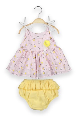 Toptan Bebek 2'li Çiçekli Külotlu Elbise Takım 6-24M Boncuk Bebe 1006-6092 - 2