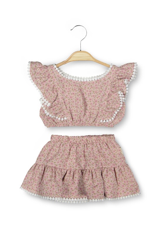 Toptan Bebek 2'li Çiçekli Müslin Takım 6-24M Boncuk Bebe 1006-6112 - 2