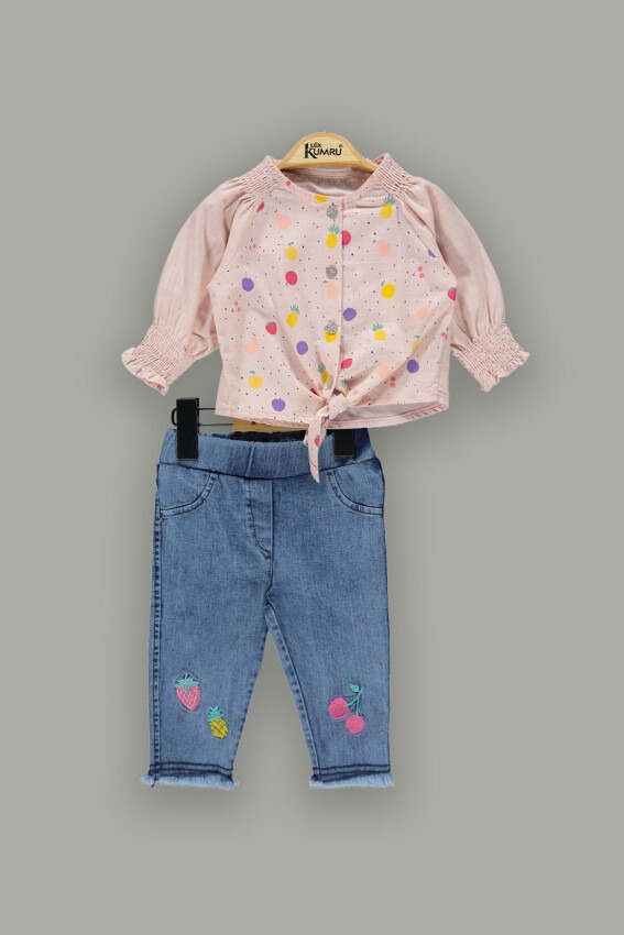 Toptan Bebek 2'li Gömlek ve Kot Pantolon Takım 6-18M Kumru Bebe 1075-3863 - 2