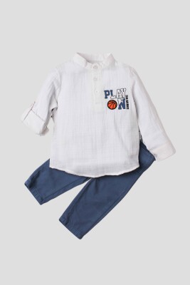 Toptan Bebek 2'li Gömlek ve Pantolon Takım 9-24M Kidexs 1026-35066 - Kidexs