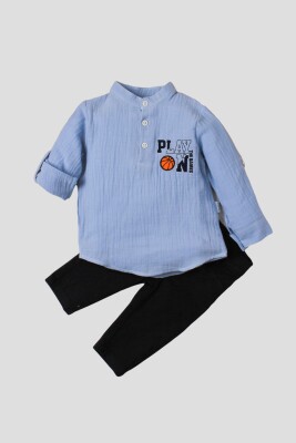 Toptan Bebek 2'li Gömlek ve Pantolon Takım 9-24M Kidexs 1026-35066 - 3