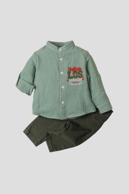 Toptan Bebek 2'li Gömlek ve Pantolon Takım 9-24M Kidexs 1026-35068 - 1