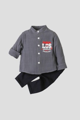 Toptan Bebek 2'li Gömlek ve Pantolon Takım 9-24M Kidexs 1026-35068 - Kidexs (1)