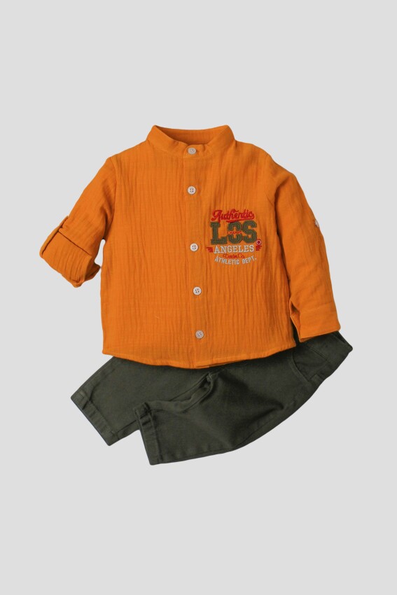 Toptan Bebek 2'li Gömlek ve Pantolon Takım 9-24M Kidexs 1026-35068 - 4