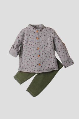 Toptan Bebek 2'li Gömlek ve Pantolon Takım 9-24M Kidexs 1026-35069 - 4