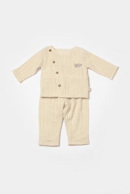 Toptan Bebek 2'li Hırka ve Pantolon Takımı 3-24M %100 Pamuk Baby Cosy 2022-CSYM7018 - Baby Cosy