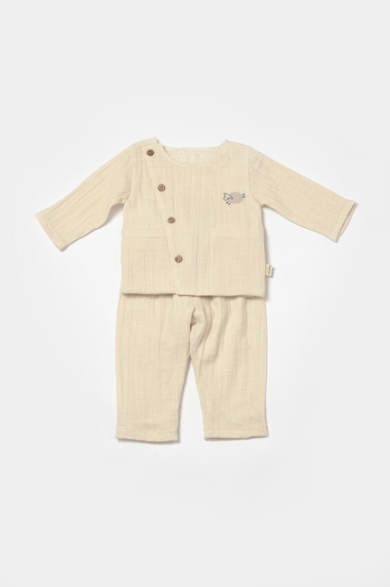 Toptan Bebek 2'li Hırka ve Pantolon Takımı 3-24M %100 Pamuk Baby Cosy 2022-CSYM7018 - 1