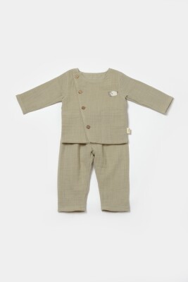 Toptan Bebek 2'li Hırka ve Pantolon Takımı 3-24M %100 Pamuk Baby Cosy 2022-CSYM7019 - Baby Cosy