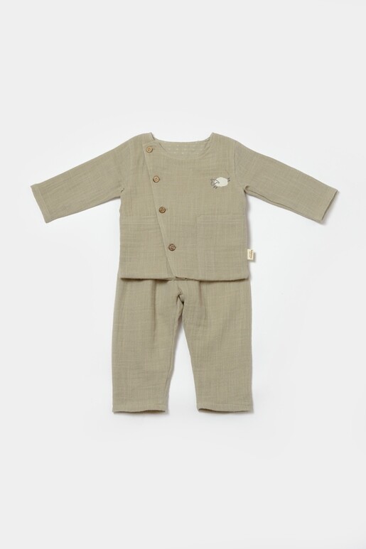 Toptan Bebek 2'li Hırka ve Pantolon Takımı 3-24M %100 Pamuk Baby Cosy 2022-CSYM7019 - 1