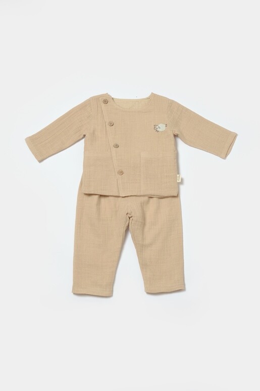 Toptan Bebek 2'li Hırka ve Pantolon Takımı 3-24M %100 Pamuk Baby Cosy 2022-CSYM7020 - 1