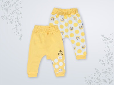 Toptan Bebek 2'li Pantolon 3-18M Miniworld 1003-16468 Soft Sarı