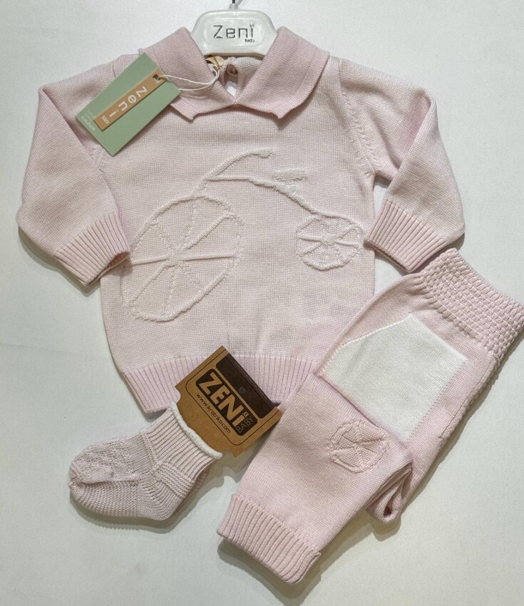 Toptan Bebek 2'li Sweatshirt ve Çorapla Pantolon Takımı 0-18M Takımı Zeni 2049-3033 - 4