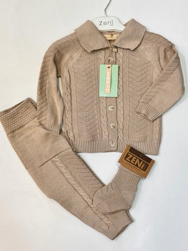 Toptan Bebek 2'li Sweatshirt ve Pantolon Takımı 0-18M Zeni 2049-3026 - 3